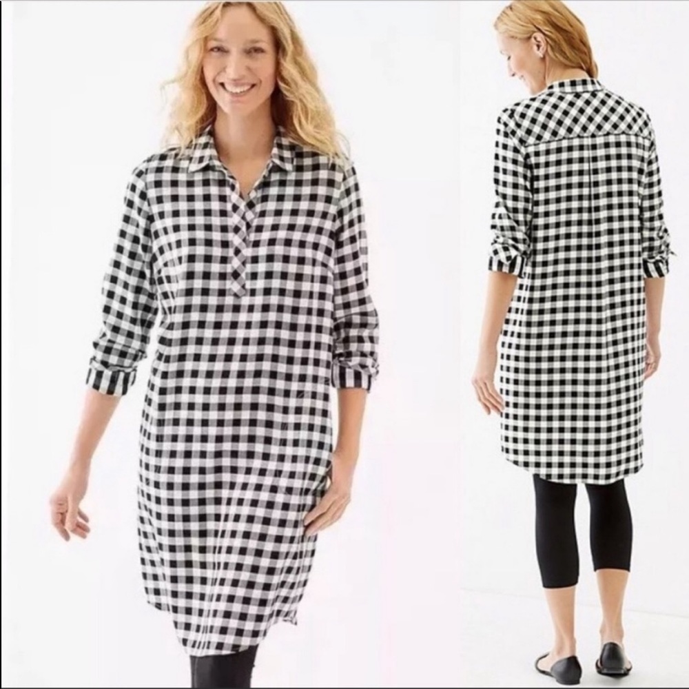 Black and White Gingham Shirt Dress - Women - Picture 4 of 7